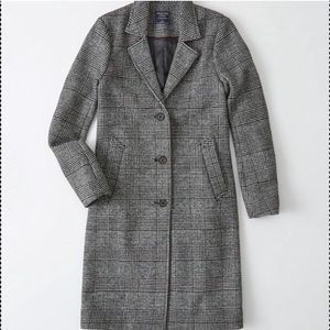 Abercrombie Wool-Blend Dad Cost Grey Plaid